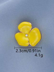 Bottoni in Metallo a Forma di Fiore di Camelia con Smalto Giallo Stile Retrò Francese Personalizzabili per Accessori d'Abbigliamento - Product Image 5