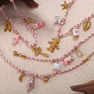 度假可爱甜美海洋陶瓷魅力不锈钢18k镀金吊坠时尚女性饰品项链批发 - Product Image 1