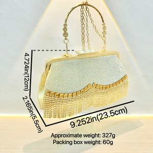 Nouveau Sac à Main Bandoulière en Forme de Coquillage avec Strass et Pompons pour Soirée, Grande Capacité, Style Tendance, Prêt à Expédier, Commande Mixte en Gros - Product Image 2