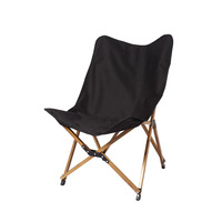 Chaise papillon d'extérieur personnalisée en alliage d'aluminium, moderne et minimaliste, pliable, effet bois, pour camping, loisirs, pêche RHC-1022