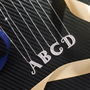 Forviona wholesales letter Necklace letter A-Z high quality jewelry 925 sterling silver Zircon Classic styles jewelry