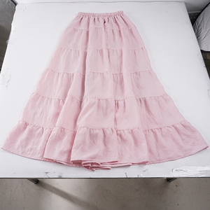 Falda Maxi de Mujer con Cintura Fruncida Natural, Tejida, Suave, de Color Liso, Estilo Línea A, Fluida, con Forro Antiexposición, Ideal para Vacaciones en la Playa - Product Image 6