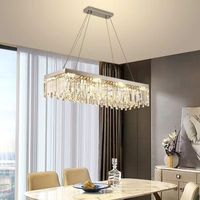 Lustre moderne en cristal pour salle à manger, lustre rectangulaire en cristal K9 en forme de goutte de pluie pour salon, îlot de cuisine