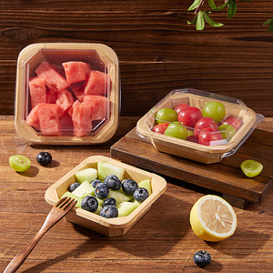 Bol en papier rectangulaire/carré biodégradable personnalisé avec couvercle pour salade, déjeuner, emballage alimentaire jetable à emporter, conteneur de stockage - Product Image 1