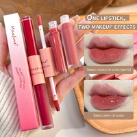 Rouge à lèvres 2 en 1 Brillant à lèvres brillant mat imperméable longue durée Permanent Lipstick Lipgloss Double End Mirror Lip Glaze Tint