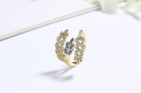 Bague en feuille de filigrane plaquée or en laiton avec CZ AAA, bijoux de mode en gros pour femmes, fournisseur de bijoux HD