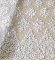 Nouvelle dentelle de mariée de luxe, écologique, de couleur blanche, brodée, tissu lourd, sequins à la main, strass, mariage, filles