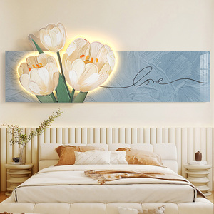 Tulipán creativo arte de lujo decoración del hogar pintura sala de estar sofá Fondo pared LED brillo <span class=keywords><strong>cristal</strong></span> porcelana pintura - Product Image 4