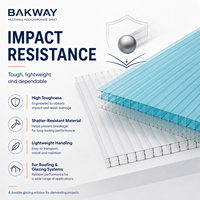 BAKWAY – Panneaux de toiture en polycarbonate alvéolaire multicouche transparent de 8 mm avec revêtement UV pour conteneurs – Vente en gros