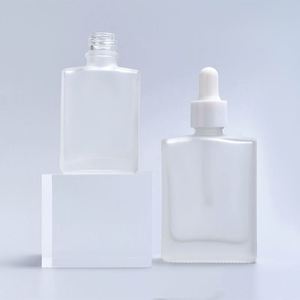 Customized Matte Frosted Square Glass <b>Dropper</b> <b>Bottle</b> 1oz 30ml Empty Serum <b>Bottle</b> for Essential Oil & Hair Oil 100pcs - Product Image 1
