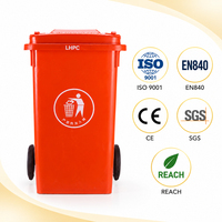 Conteneur à déchets de rue en PEHD de 100 L avec couvercle, bac de rangement en plastique coloré, poubelle à roulettes, en gros