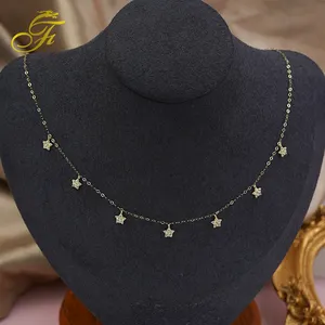 Developed and produced new type of clavicle chain necklace popular with the public inlaid zircon 18K gold necklaces