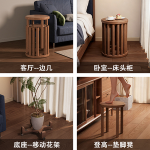 Bona Gold Square Solid Wood Stool Stackable <b>Round</b> <b>Table</b> With Wheels For Home <b>Dining</b> Room - Product Image 3
