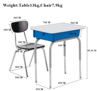 Ensemble de bureau et chaise d'école réglables en métal, table d'étude blanche avec boîte à livres, mobilier scolaire classique par Wangli Factory Direct