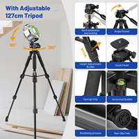 Huepar Pro ZK03CGT Laser vert 3D auto-nivelant pour extérieur avec trépied de 127 cm et 360° °   Support mural magnétique