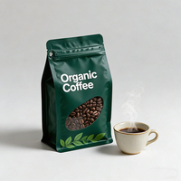 Sachet Doypack à fond plat personnalisé avec logo, pour poudre protéinée et grains de café, avec valve et fermeture éclair