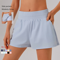 Shorts de yoga taille haute à séchage rapide pour femmes, anti-transparence, avec doublure intégrée, shorts de sport de course avec poches, shorts décontractés d'été