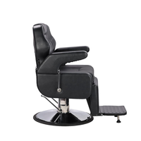 Fauteuil de Barbier Moderne Noir de Luxe, Hydraulique et Inclinable, Robuste, Professionnel, pour Salon de Coiffure, Style Rétro