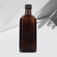 Vente en gros de bouteilles en verre ambré plates de 50 ml, 100 ml, 150 ml avec bouchon à vis noir, emballage en verre plat vide unique