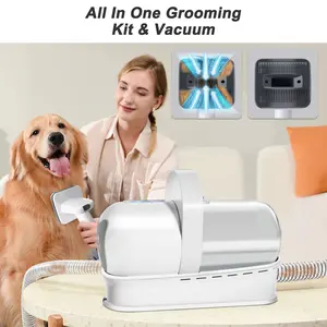Pet Grooming Kit Vacuum Suction 99% Pet Hair Professional Grooming Clippers With 7 Proven Grooming Tools For Dogs Cats