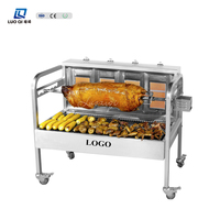 Barbecue à gaz extérieur polyvalent et pratique pour la restauration, avec option charbon de bois, en acier inoxydable thermolaqué, et rôtissoire pour fruits de mer