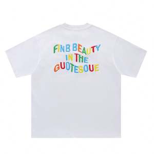 Personalizado 100% algodón de los hombres de gran tamaño camisetas bordado carta patrón camiseta tejido fabricante - Product Image 2