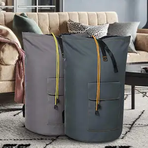 Özel Oxford katlanabilir çamaşır torbası giysi asılı büyük kapasiteli sırt çantası giysi kirli organizatör çamaşır sepeti sırt çantası