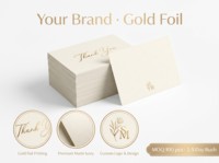 Cartes de remerciement personnalisées avec logo pour petites entreprises, dorure à chaud, motif botanique, carte d'insertion mate ivoire pour emballage de mariage, branding, commande en gros