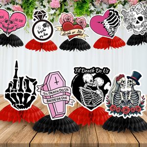 9 pièces Décorations de table alvéolées 'Bride to Be' <span class=keywords><strong>ou</strong></span> 'Bride or Die' pour enterrement de vie de jeune fille et Halloween - Product Image 2