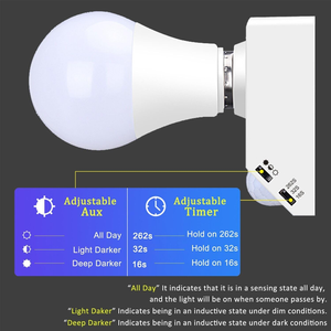 Aulipur PIR Cảm Biến Chuyển Động Ánh Sáng Ổ Cắm E26 E27 Đèn Chủ Có Thể Điều Chỉnh Tự Động On/Off Cho Ban Đêm Tầng Hầm Điều Khiển Ánh Sáng - Product Image 3