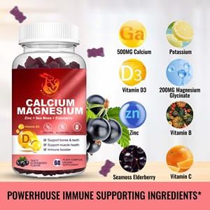 Gummies personnalisées en gros au calcium, magnésium, zinc, mousse de mer et sureau pour soutenir la santé des os, des dents et des muscles - Product Image 3