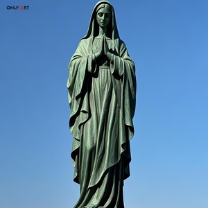 Religión Iglesia Católica Grande Decoración moderna para exteriores Artesanía de metal Latón Fundido Tamaño real Virgen María Orando Estatua de bronce Escultura - Product Image 5