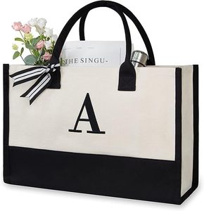 Borsa da Spiaggia Personalizzata Ruth con Iniziali Ricamate, Regalo Estivo, Stile Moda Femminile in Tela - Product Image 1