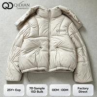 Blouson matelassé personnalisé pour homme avec capuche zippée détachable, taille ajustable à cordon, coupe courte, style streetwear décontracté, pour l'hiver, OEM