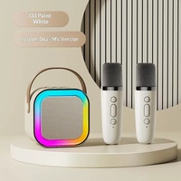 Enceinte karaoké portable K12 Mini, enceinte de fête sans fil USB, 2 microphones, son surround 360°, radio FM, batterie intégrée, carte TF