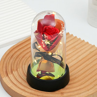 AYOYO Cadeau de la Saint-Valentin et de la remise des diplômes, bouquet de roses séchées faites à la main, savon en forme de fleur, lampe de nuit lumineuse, fleur artificielle