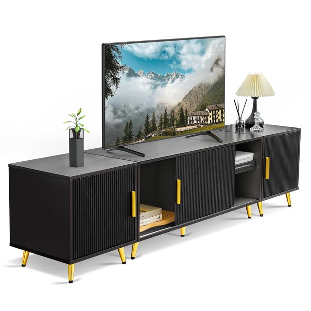 Modern Luxury Wall Mounted TV Cabinet Space Saving Floating TV Console Wood Panel Media Unit for Apartment Living Room Furniture