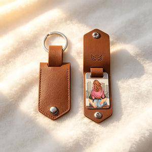 Blank PU Leather Keychain With Stainless Steel Plate Custom Laser Engraving Leather <b>Key</b> Tag Car <b>Key</b> Accessory For Brand Gift - Product Image 4