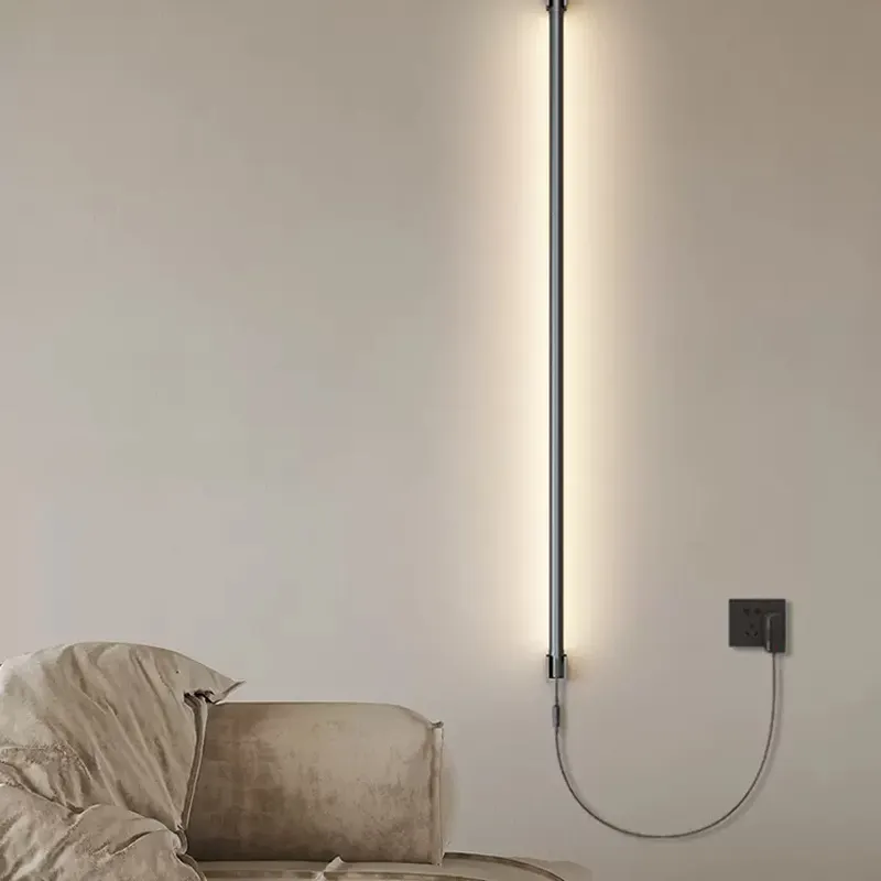 Lámpara de tira minimalista sin cableado pasillo lineal cabecera escalera atmósfera decoración Fondo lámpara de pared