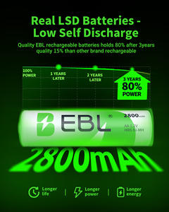 EBL Paquete de 8 Pilas AA Dobles de 1.2V 2800mAh de Alta Capacidad Ni-MH AA Recargables - Product Image 2