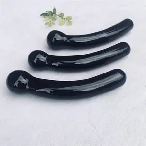 wholesale Natural crystal Massage wand healing black obsidian yoni wand for women