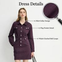 CHIU SHUI Robe en jean rétro pour femme, décontractée, cintrée à la taille, coupe trapèze, mini, en coton, pour l'automne
