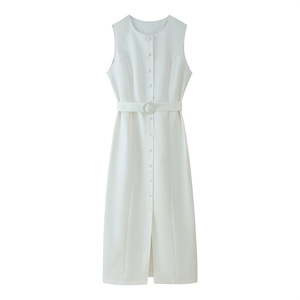 2025 Nouvelles Femmes Euro - Américain Vent Col Rond Une Poitrine Sans Manches Longue vestaglia Slim - Product Image 2