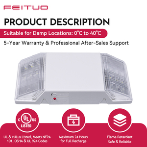FEITUO OEM ODM <span class=keywords><strong>Lampada</strong></span> di <span class=keywords><strong>Emergenza</strong></span> <span class=keywords><strong>LED</strong></span> a Doppia Testa Montata a Parete in ABS Termoplastico Certificata UL per Uscite e Corridoi - Product Image 3