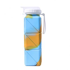 Silicone Folding Water Cup Outdoor Sports Square Portable Water Cup Food Grade with Straw Telescopic Cup Custom Logo - Product Image 5