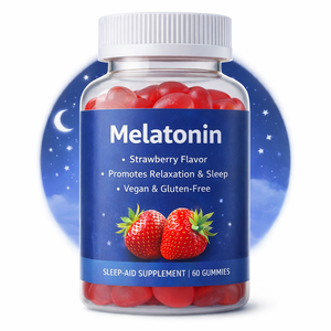 Gommes à mâcher à la mélatonine, saveur fraise, soutien au sommeil et à la relaxation, végétaliennes, sans gluten, 60 unités - Product Image 1
