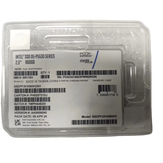 D7-P5530 960G U.2 SSDPF2KXHZN1 2.5 Enterprise-grade SSD Enterprise-class Solid State Drive