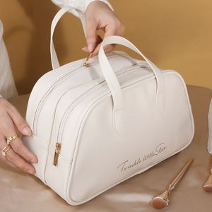 Portable Luxury Women's Makeup <b>Bag</b> Fashion PU Cosmetic Travel Pouch Kits Zipper Closure Waterproof <b>30L</b> Soft Handle Model - Product Image 3