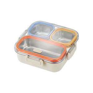 กล่องอาหารกลางวันสแตนเลส 304 กล่องเบนโตะทรงสี่เหลี่ยมผืนผ้าแบบแบ่งส่วนสำหรับนักเรียนพนักงานออฟฟิศเด็ก - Product Image 3
