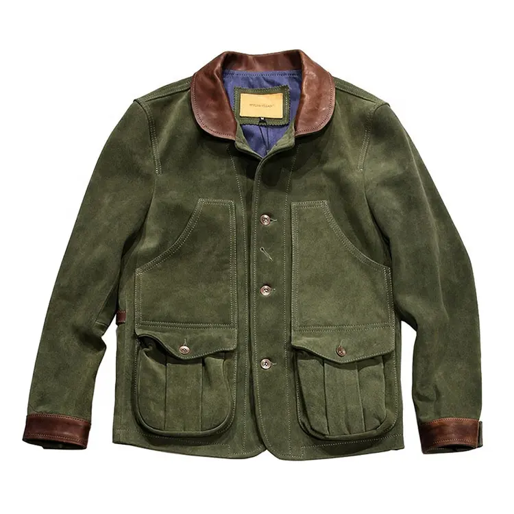 Übergröße Jackette individuelle Herren Flip-Fleece Freizeitkleidung Übergröße echte Lederjacken grün braun Herren Kuhfellmäntel